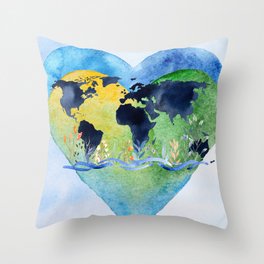 Earth Heart Throw Pillow