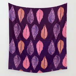  Polynesian Purple Tropical Leaves Pattern Wall Tapestry