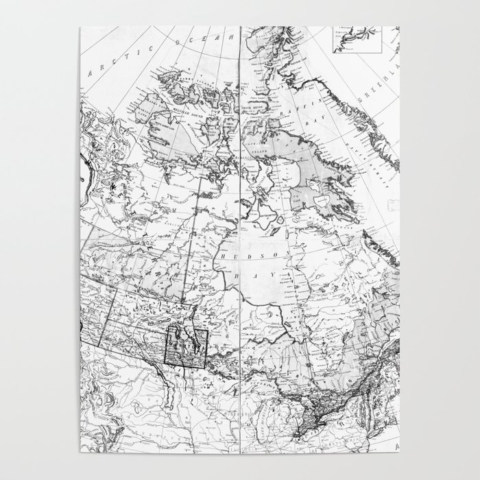 Vintage Map of Canada (1898) BW Poster by BravuraMedia Society6