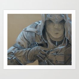 Connor Art Print | Black and White, Game, People, Sci-Fi 