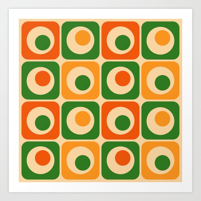 Retro Geometric Gradated Square Pattern 824 Art Print