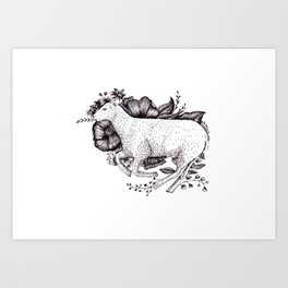 Sheep in leaves Art Print