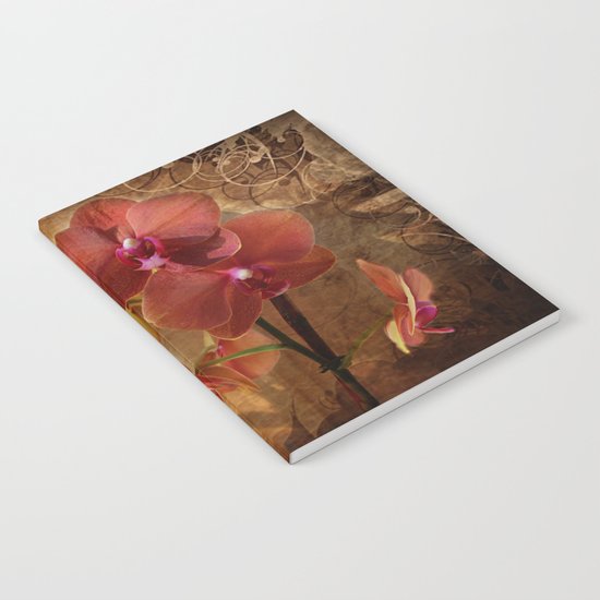 Vintage Burnt Orange Orchid Notebook