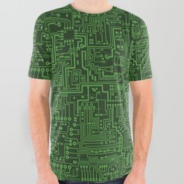 Circuit Board // Light on Dark Green All Over Graphic Tee