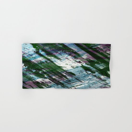 Escape! - Green, purple and cyan metallic abstract art Hand & Bath Towel