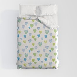 Watercolor hearts of hope Duvet Cover