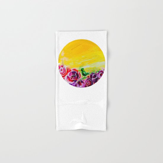 Hummingbird Heaven Summer Purple Flowers Hand & Bath Towel