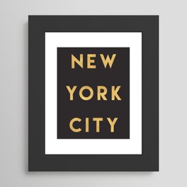 NEW YORK CITY GOLD CITY TYPOGRAPHY Framed Art Print | Graphicdesign, Gold, Goldcity, Newyorkart, Travel, Newyork, Usaart, Americaart, Newyorkgold, Designer 