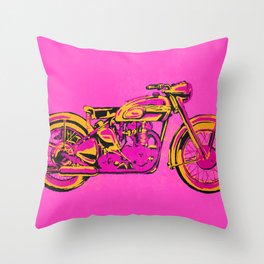 Pop Art Vintage Triumph Motorcycle Throw Pillow