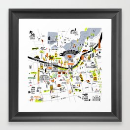 Santiago Map Framed Art Print