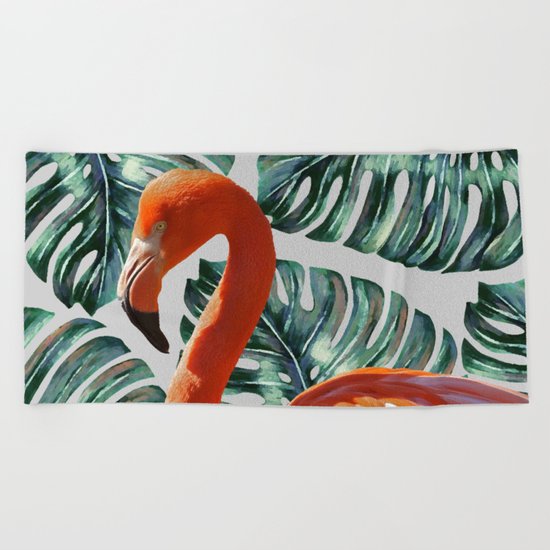 Flamingo Self Portrait #society6 #decor #buyart Beach Towel