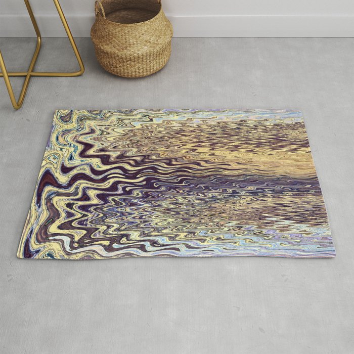 Purple And Yellow Fluid Paint Rug