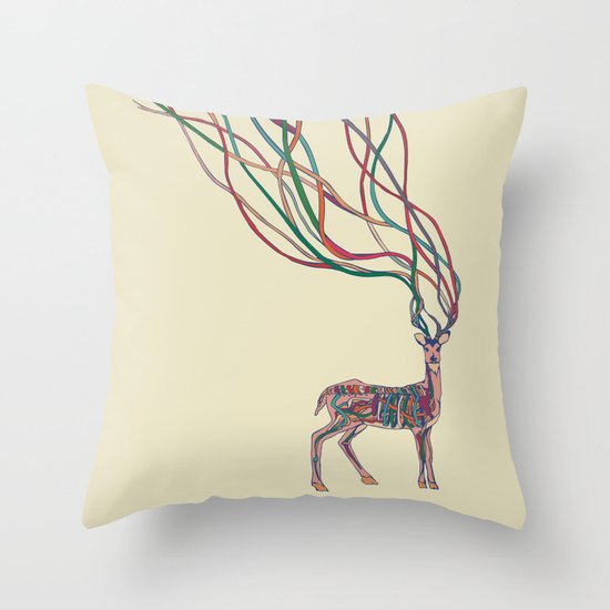 Deer Ribbons Throw Pillow