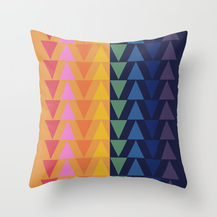 Day and Night Rainbow Triangles Throw Pillow