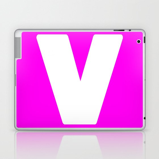 V (White & Magenta Letter) Laptop & iPad Skin