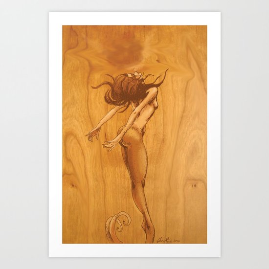 Kissing Mermaid Art Print