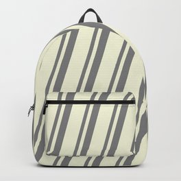 [ Thumbnail: Gray & Beige Colored Lines/Stripes Pattern Backpack ]