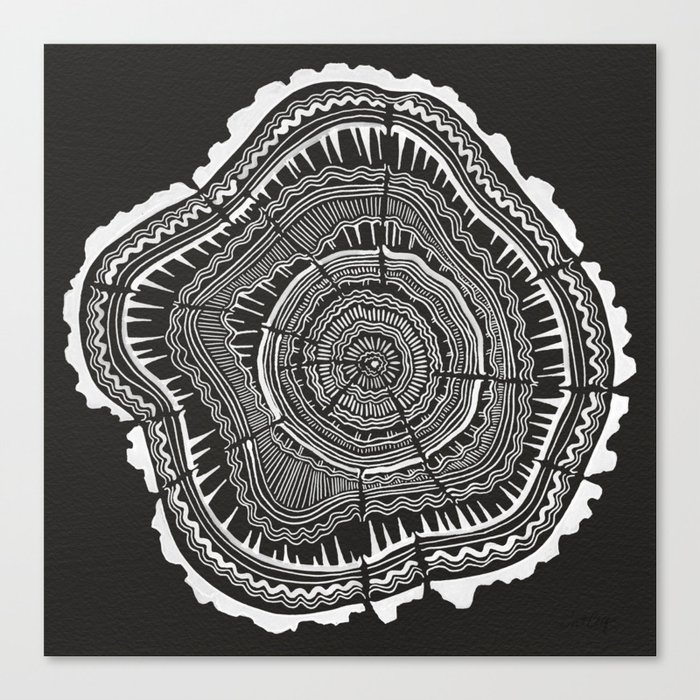 Growth Rings – 65 Years – Black Canvas Print