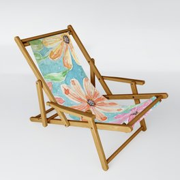 Watercolor Daisies Design Sling Chair
