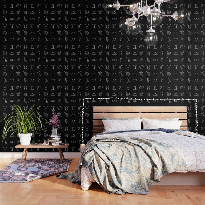 Zodiac constellations symbols in silver Wallpaper