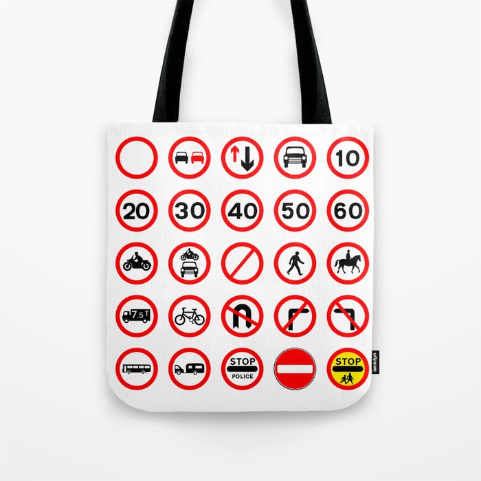 Road Signs - Red Round Tote Bag