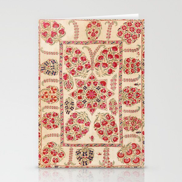 Bokhara Suzani Uzbekistan Floral Embroidery Print Stationery Cards