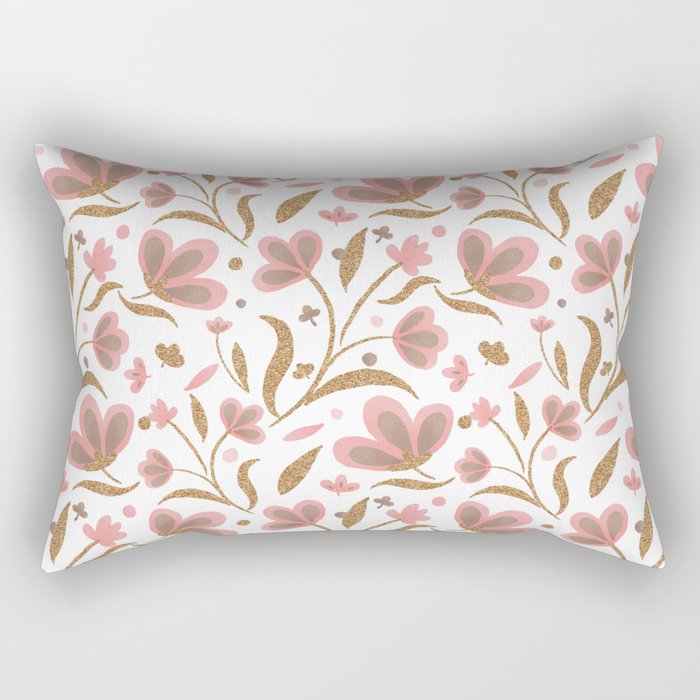 Pink and copper spring floral pattern Rectangular Pillow