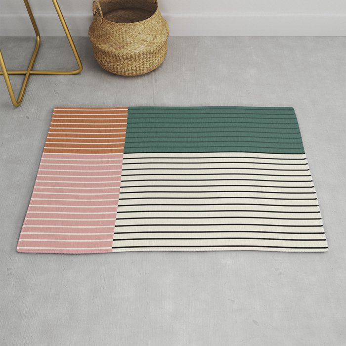 Color Block Line Abstract V Rug
