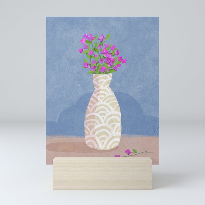 Wave Vase with Annual Honesty Mini Art Print