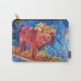 Beyond the Surf Carry-All Pouch | Animal, Pig, Chick, Mccaigue, Hawaii, Pinkpolkadots, Friendart, Wave, Surfing, Friends 