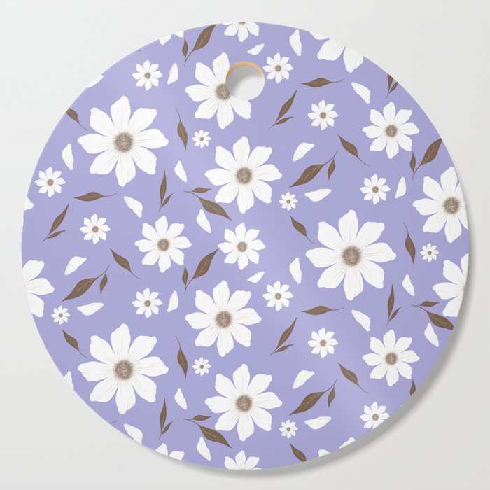 Flowers and leafs purple Cutting Board