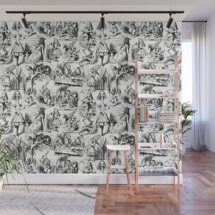 Alice In Wonderland Toile De Jouy Pattern Black And White Vintage Pattern Victorian Gothic Wall Mural By Eclecticatheart Society6 Toile wallpaper shop toile wallpaper patterns. alice in wonderland toile de jouy pattern black and white vintage pattern victorian gothic wall mural by eclecticatheart