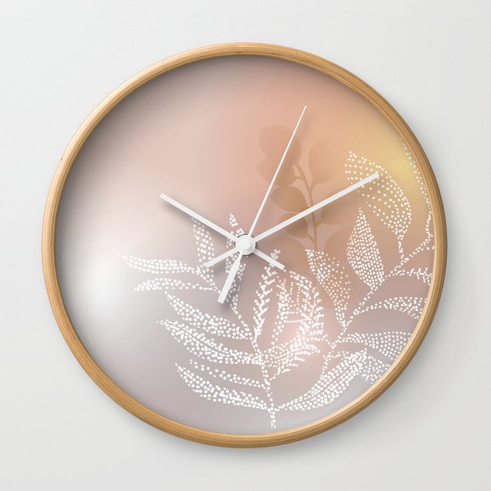 Ombre natural soft leaves Wall Clock
