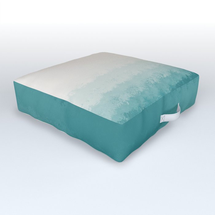 The Call of the Ocean 3 - Minimal Contemporary Abstract - White, Blue, Cyan Outdoor Floor Cushion