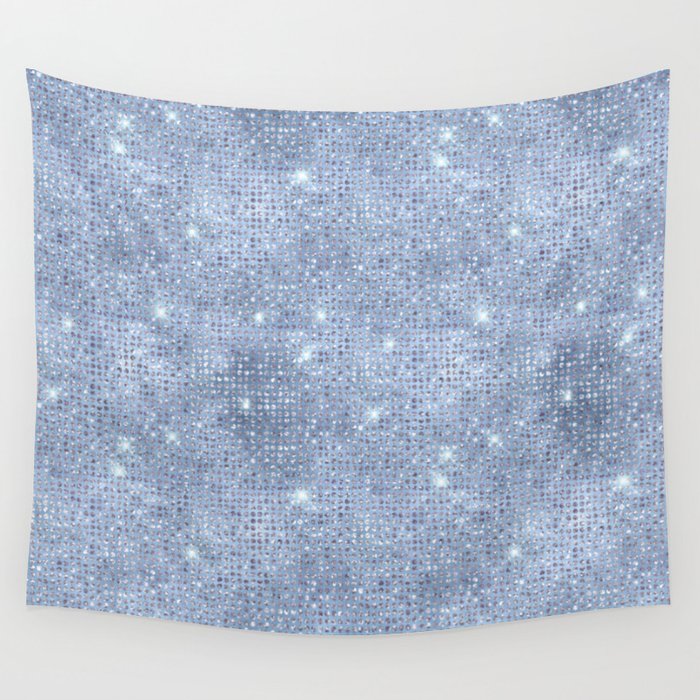 Blue Diamond Studded Glam Pattern Wall Tapestry