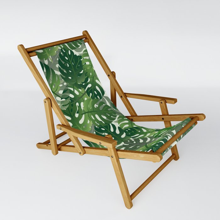 Exotic Palm Leaf Pattern Sling Chair