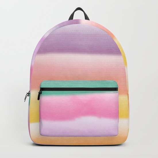 Modern hand painted multi color summer watercolor stripes pattern Backpack