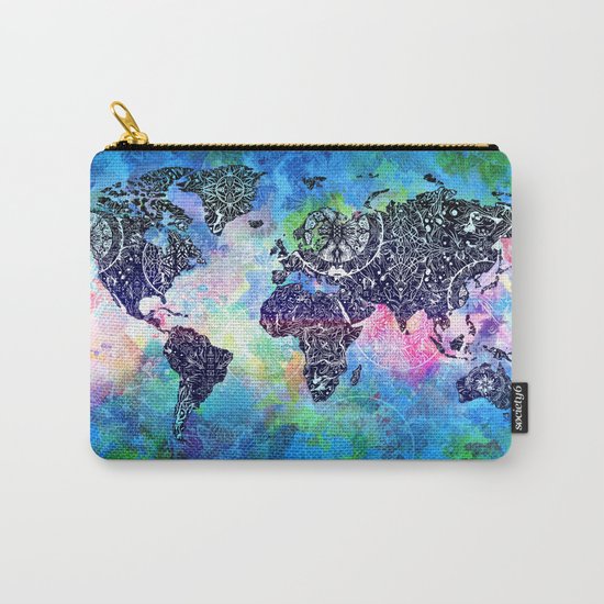 world map mandala watercolor Carry-All Pouch