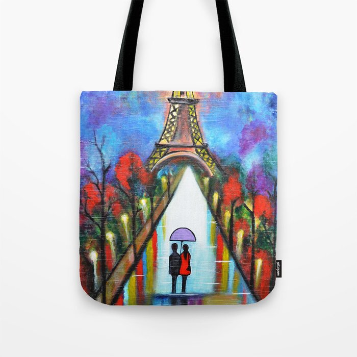 Love In Paris Romantic Painting Valentine Giftart Tote Bag