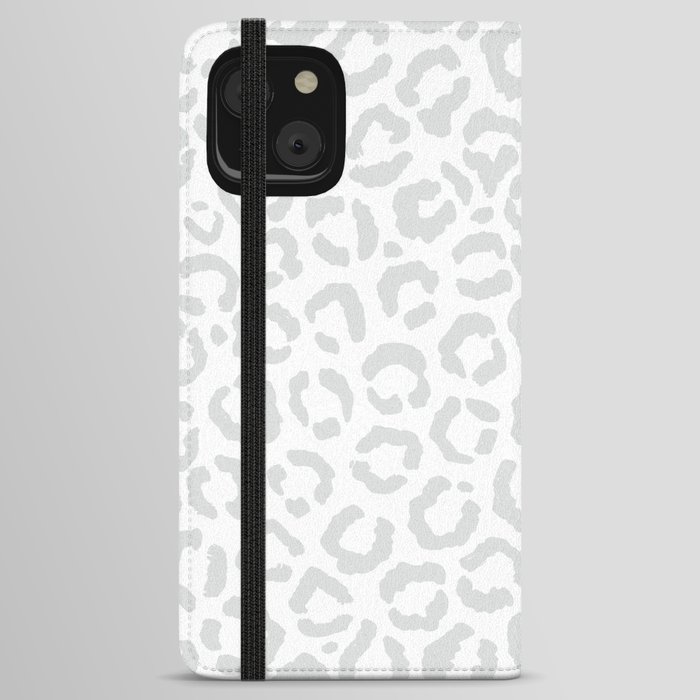 Elegant White Gray Leopard Cheetah Animal Print iPhone Wallet Case