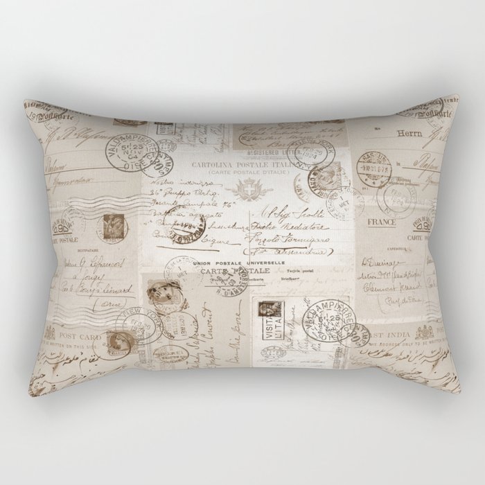 Old Letters Vintage Collage Rectangular Pillow