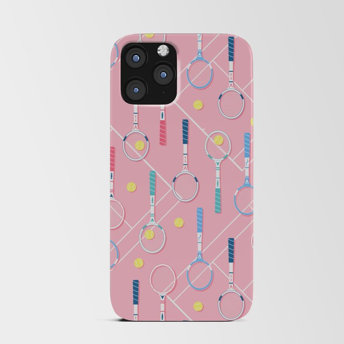 Collection of Retro Tennis Racquets on Pink iPhone Card Case