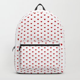 Small Red heart pattern Backpack | Red, Simple, Bright, Minimal, Romance, Heart, Retro, Background, White, Holiday 