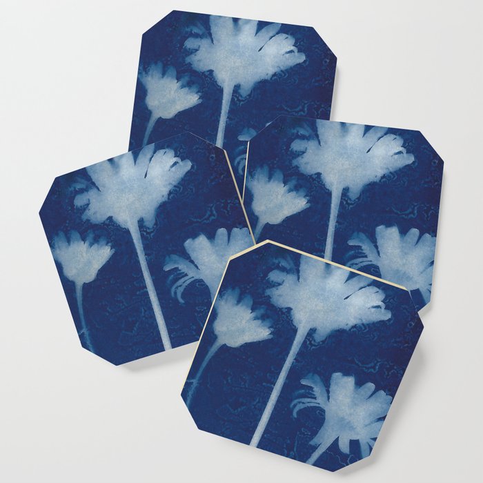 Jackie Partridge Art- Daisies Cyanotype Coaster