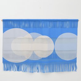 Geometric Minimalistic Circle Bubble Design Pattern in Blue and White Wall Hanging