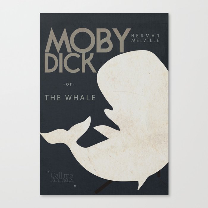 Moby Dick, Herman Melville, minimal book cover, classic novel, the whale,  sea adventures Canvas Print by Stefanoreves