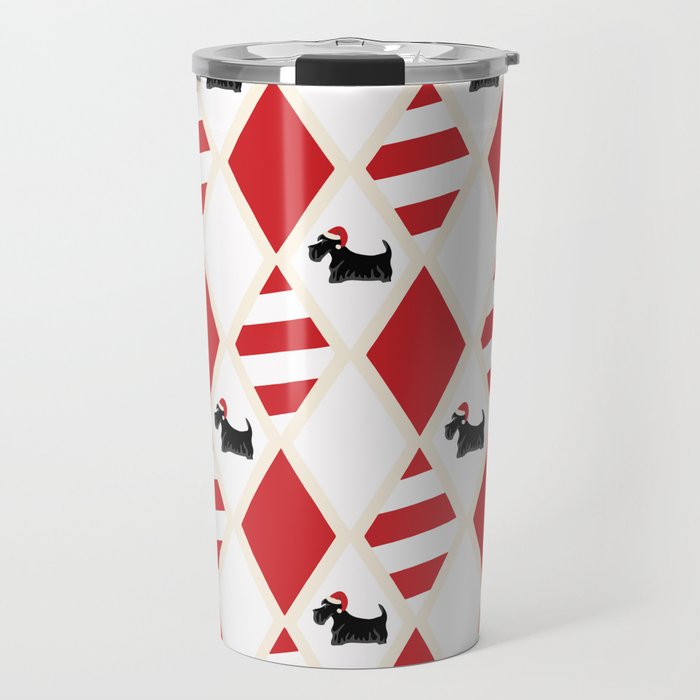 Scottie Dog Christmas Pattern Travel Mug