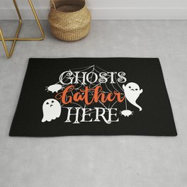 Ghosts Gather Here Funny Halloween Area & Throw Rug
