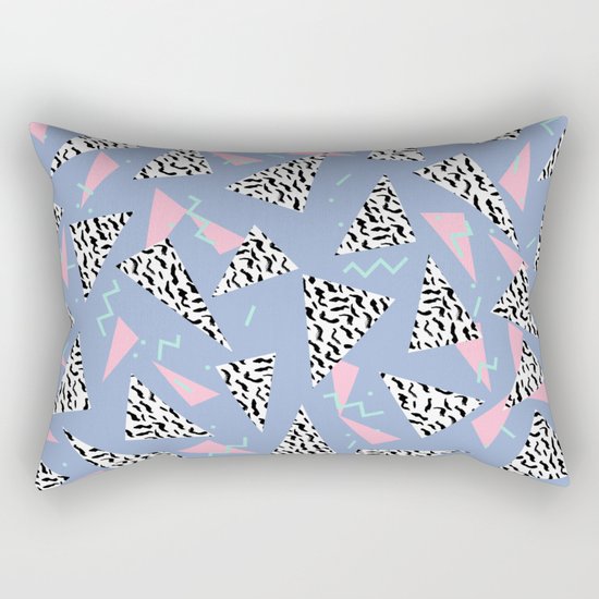 Trendy triangles geometric pop pattern pink black and white minimal gifts Rectangular Pillow