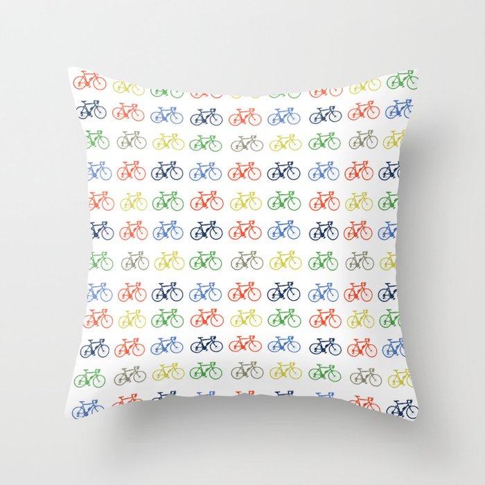 Bicycles multicoloured Throw Pillow